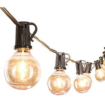 25Ft G40 Globe String Lights with Clear Bulbs,UL listed Backyard Patio Lights,Hanging Indoor/Outdoor String Lights for Bistro Pergola Deckyard Tents Market Cafe Gazebo Porch Letters Party Decor, Black