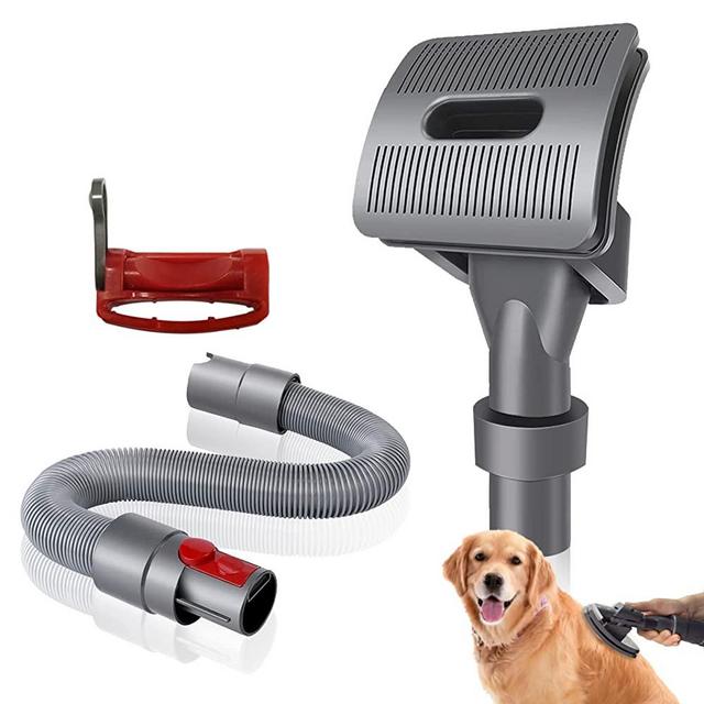 Groom Tool Attachments Brush & Extension Vacuum Hose Compatible with Dyson V12 V11 V10 V8 V7 Vacuum Cleaner with Quick Release Converter Adapter Dog Pet Groom Tool (Brush&Extension Hose&Trigger Lock)