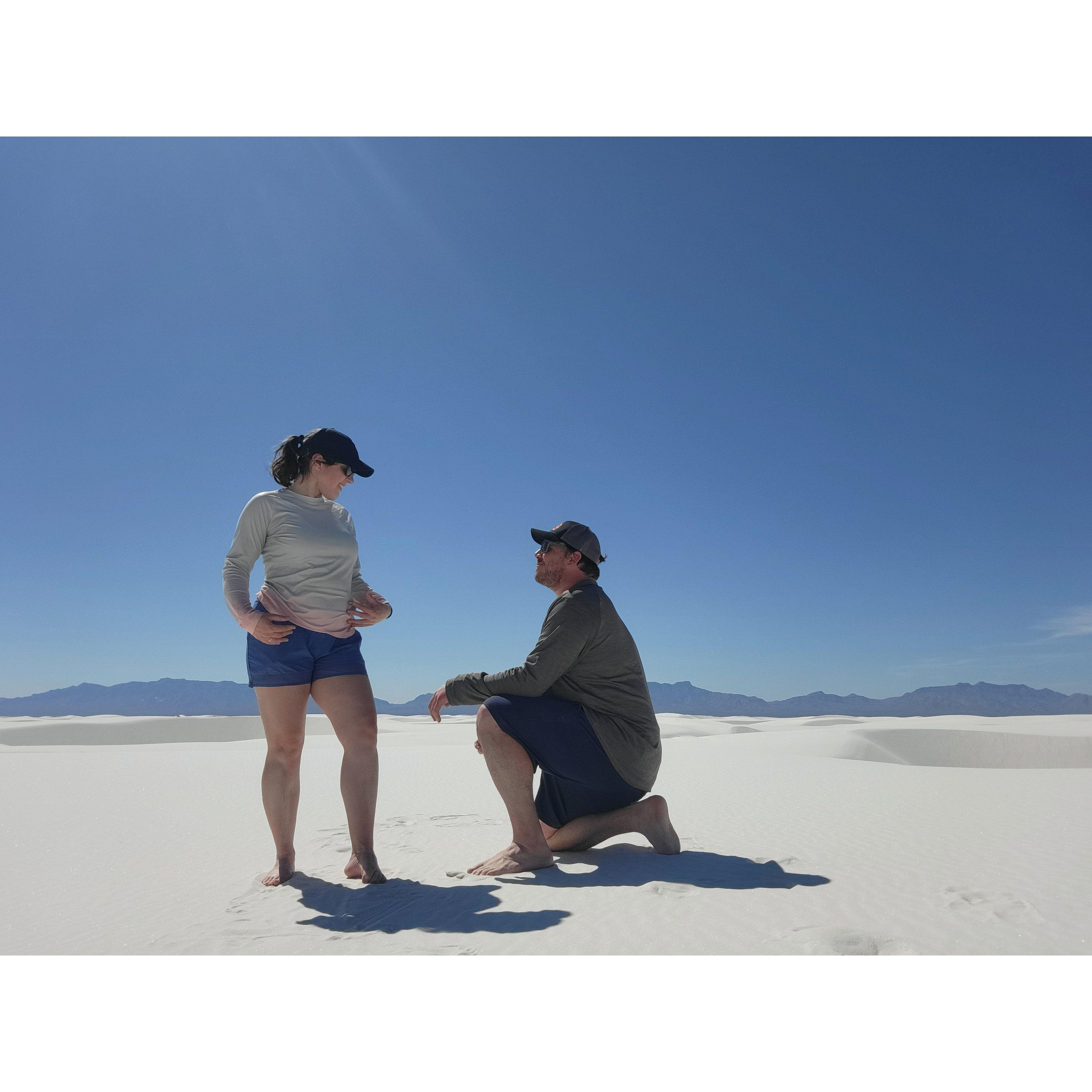 March 21st 2025: The moment Evan proposed at White Sands National Park