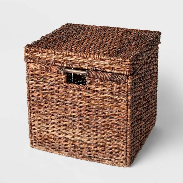 Woven Abaca Folding Lidded Cube Brown - Brightroom™