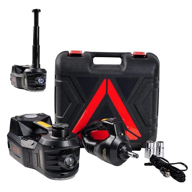 ROGTZ Electric Car Jack kit 5 Ton 12V Car Jack Hydraulic Jack with Impact Wrench and Tire Inflator Pump, Car Lift Floor Jack for SUV Sedans Tire Change with LED Light (Black)