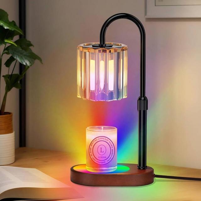 Lukasa Candle Warmer Lamp, with RGB LED Lights,Timer and Dimmer, Adjustable Height, House Warming Gifts New Home Decor, Gifts for Women Mom, Wax Melt Warmer for Scented Jar Candles