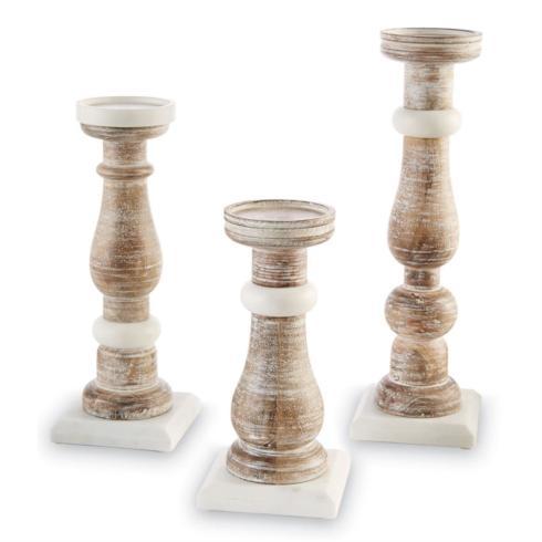 Mud Pie ~ White wash candlesticks, Price $45.00 in Cleveland, TN from Southern Traditions