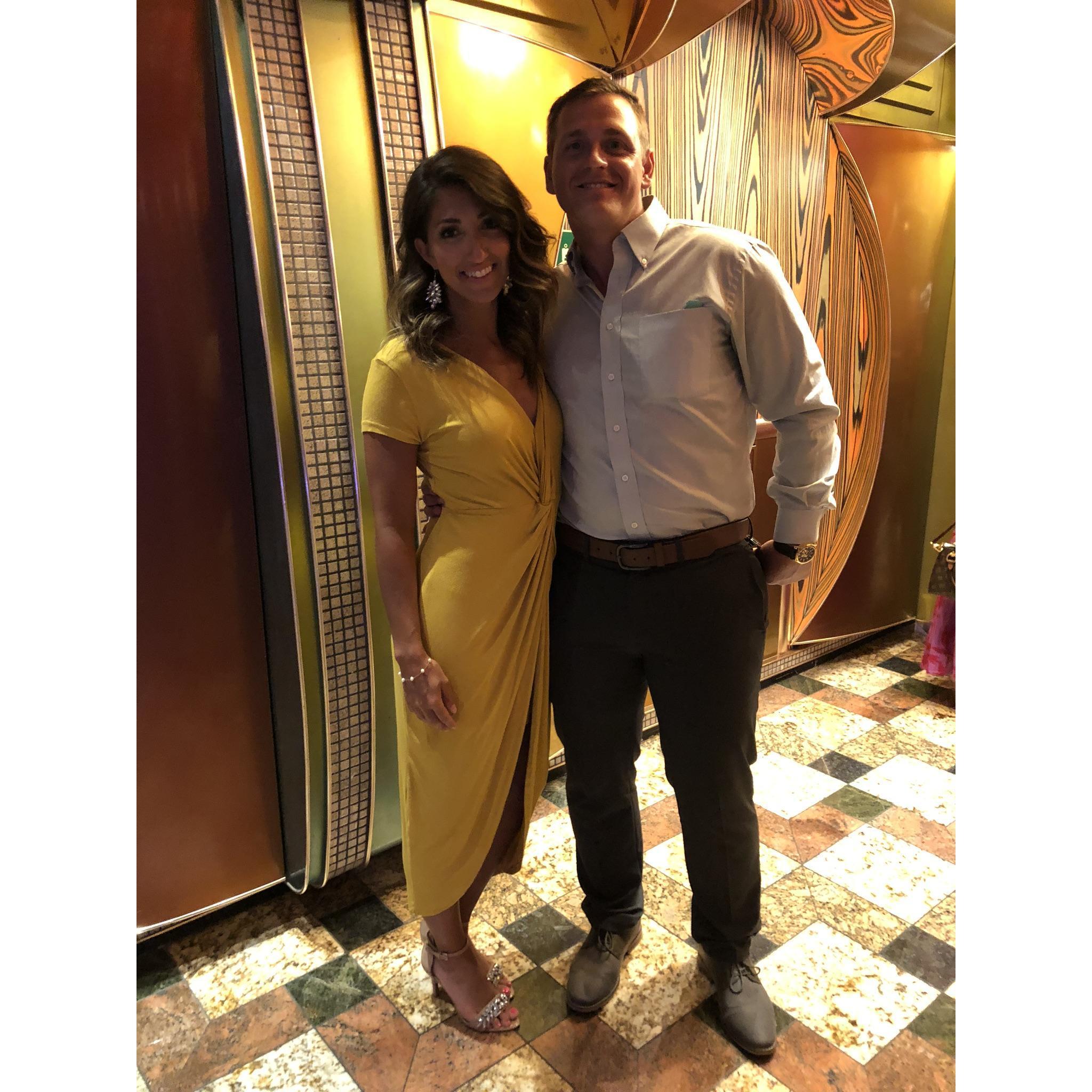 Dressing up for our formal dinner on the sea 🌊