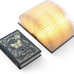 Magic Truth Book Light - Rechargeable LED Book Lamp for Home Decor, Ideal Christmas & Bookworm Gifts with Gold Foil Embossed Cover, Warm White Light for Entertainment & Relaxation (Black)
