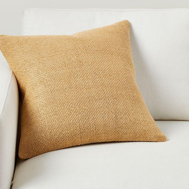 Faye Textured Linen Pillow, 20", Gold