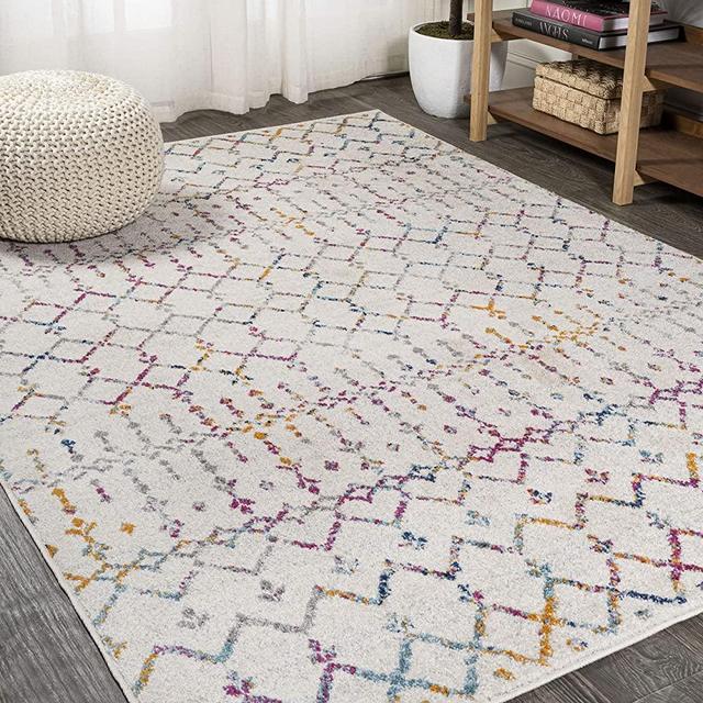 JONATHAN Y MOH101E-8 Moroccan HYPE Boho Vintage Diamond Ivory/Multi 8 ft. x 10 ft. Area Rug, Bohemian,Vintage,Southwestern,Casual,Transitional,EasyCleaning,Bedroom,LivingRoom, Non Shedding