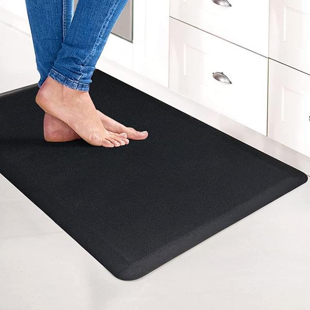 Art3d 3/4 Inch Thick Anti Fatigue Kitchen Mat, Thick Non-Slip Kitchen Rug for Standing, Waterproof Standing Desk Mat, Cushioned Comfort Floor Mat for Office, Home, Desk (40"x17.3", Black)