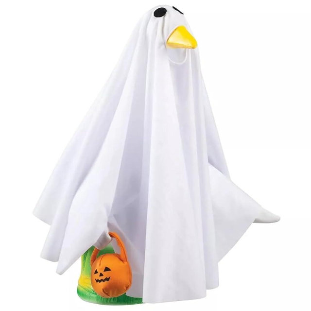 AZYM Halloween Ghost Porch Goose Outfit–23" Cement Plastic Goose Statue Costume Clothing.Festive Accessory for Halloween Garden Party,Funny Fall Goose Shirt Decor for Outdoor Patio Lawn Yard Decor
