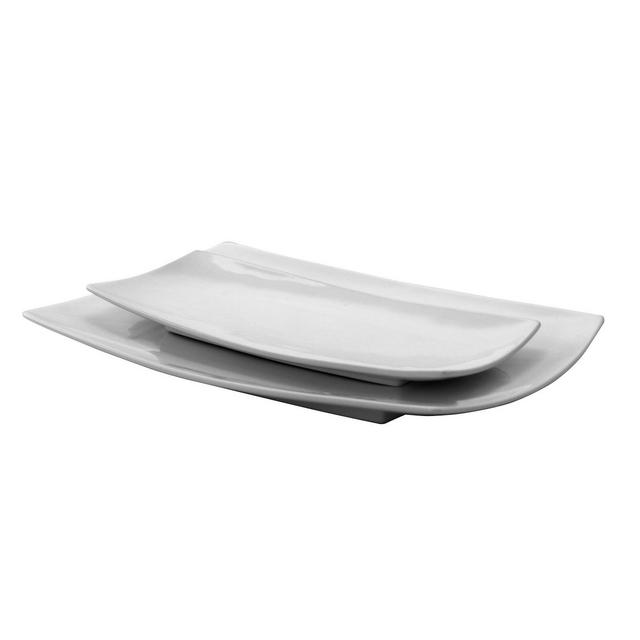 Gibson Home 2pc Ceramic Gracious Serving Platter Set