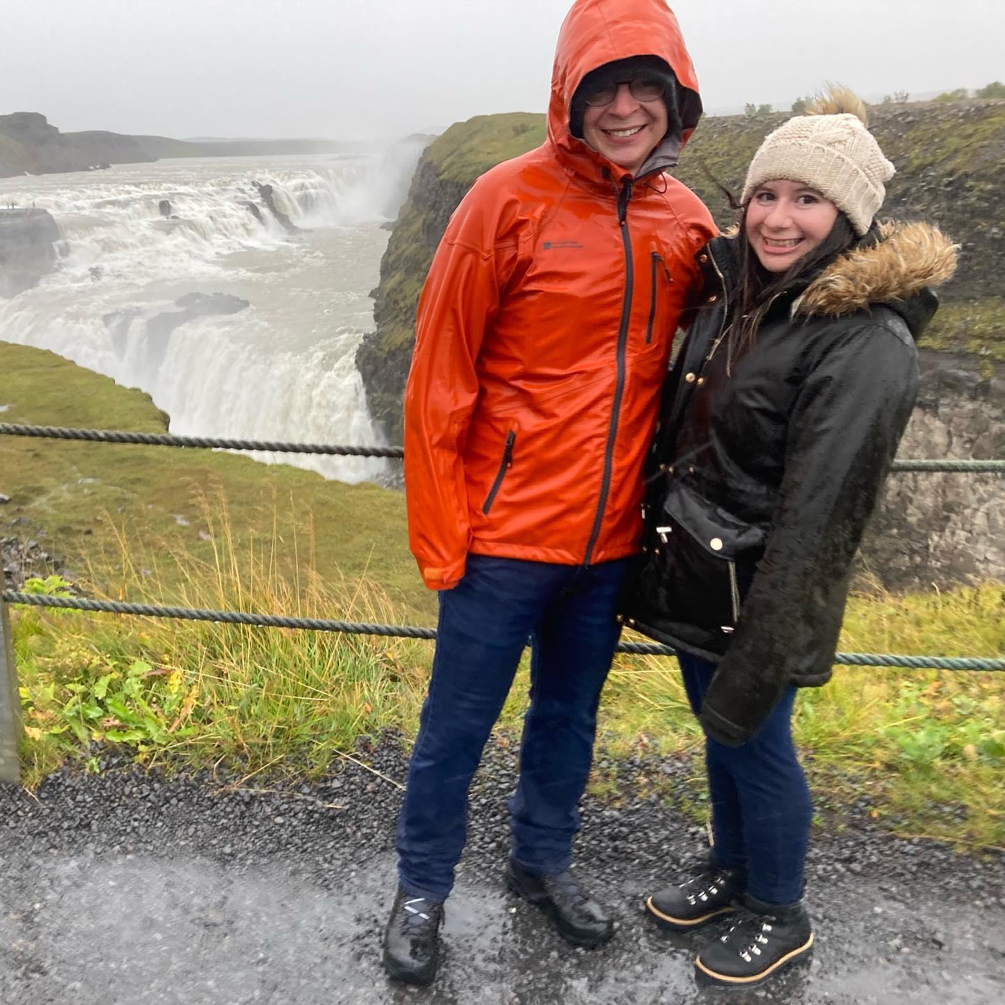 Hiking to a waterfall in Iceland