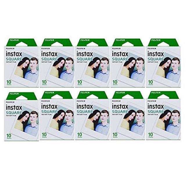 10-Pack Film for Fujifilm Hybrid Instant Camera Cheki Bundle Set, Fuji instax INS Square SQ 10, 10 Exposures x 10 (Total 100 Shoots)