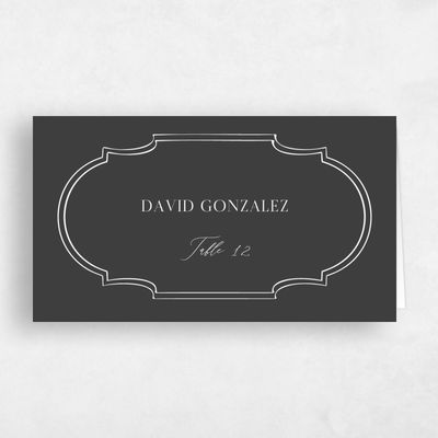 Dark Charcoal, Grey Wedding Place Card - Alpino