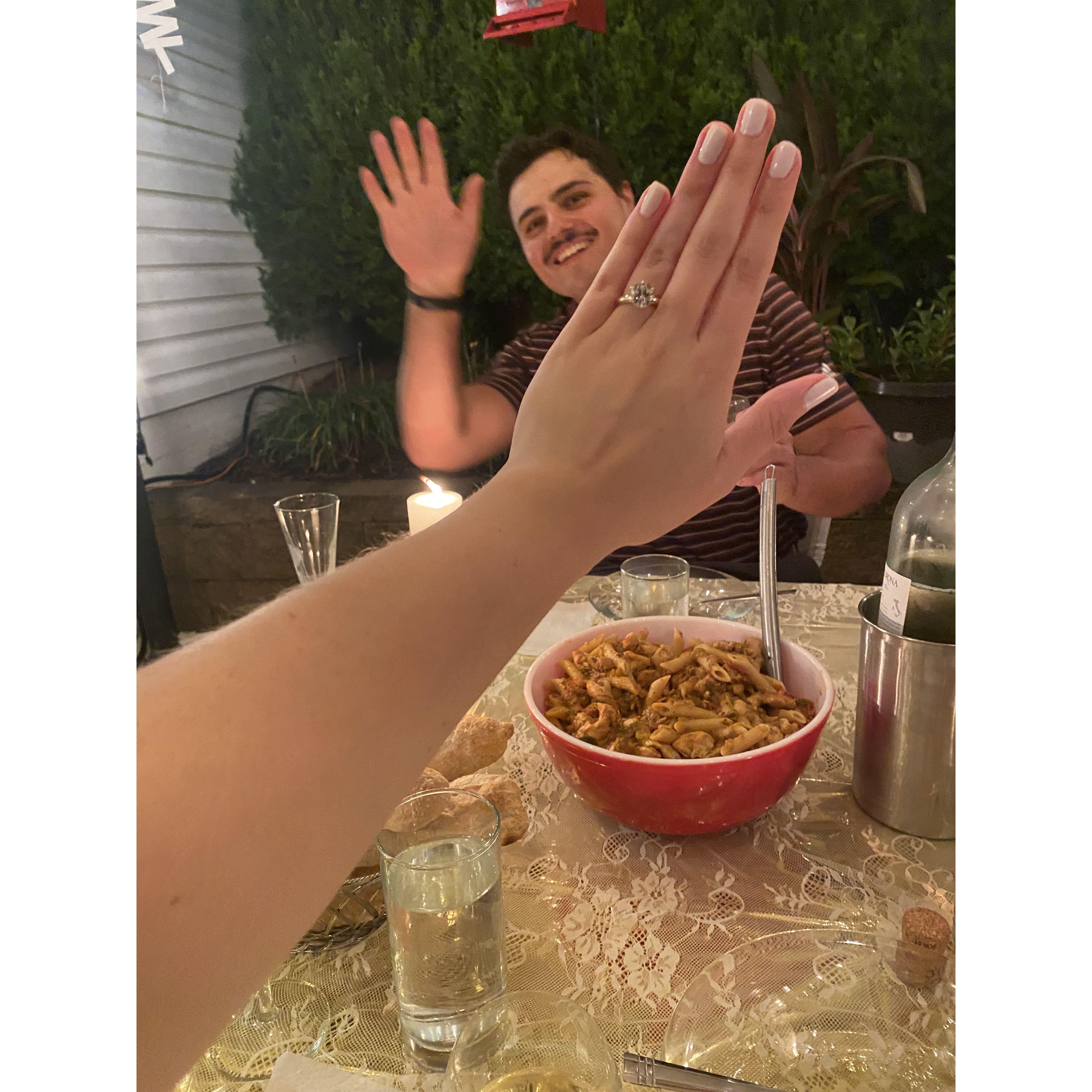 Nick made me a pasta dinner and bought me a diamond ring