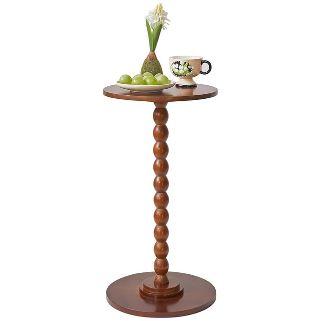 Aibiju Round Side Table, Solid Wood End Table, Small Drink Table Sofa End Table, Bedroom Small Corner Table, Sturdy Weight-Bearing Design Brown YD-RST001H