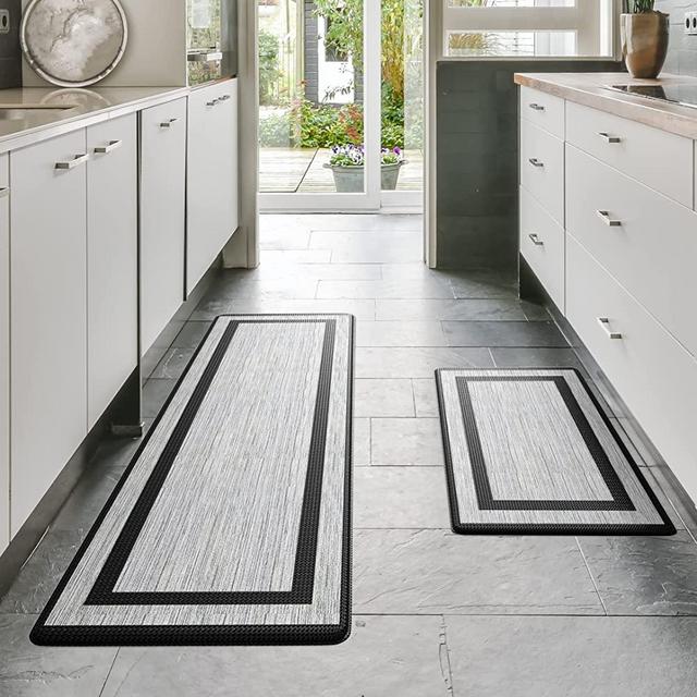 Homergy Anti Fatigue Kitchen Mats for Floor 2 Piece Set, Memory Foam Cushioned Rugs, Comfort Standing Desk Mats for Office, Home, Laundry Room, Waterproof & Ergonomic, 17.3x30.3 and 17.3x59