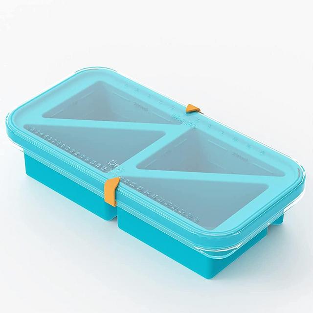 Silicone Freezer Trays Extra Large Soup Ice Cube Tray - 1 Pack Food Freezing Molds Makes 4 Perfect Portions 1 Cup Cube Portion Storage for Food Meal Sauce with Lid