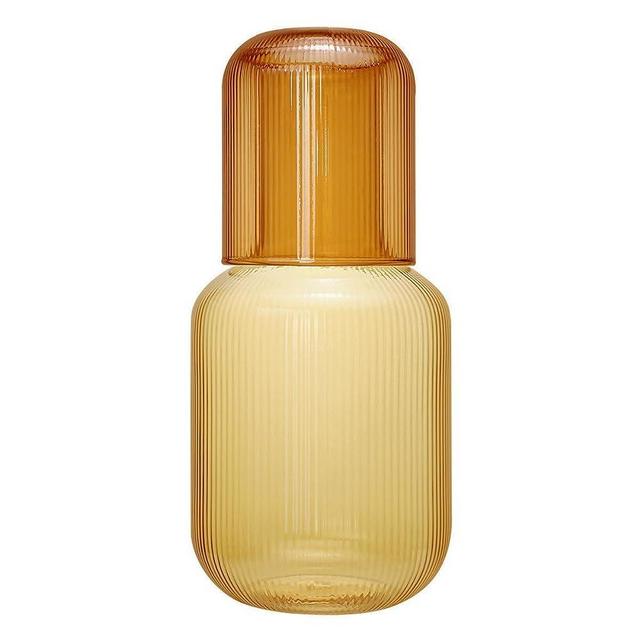 Sizikato 25 Oz Brown Glass Bedside Night Water Carafe with Tumbler Glass.