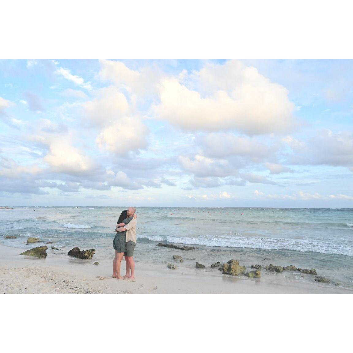 The photo right after Will proposed in Tulum!