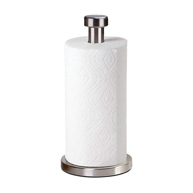27HZYS Stainless Steel Paper Towel Holder with Base Vertical Design Paper Towel Stand Countertop for Kitchen Bedroom - 13 Inch