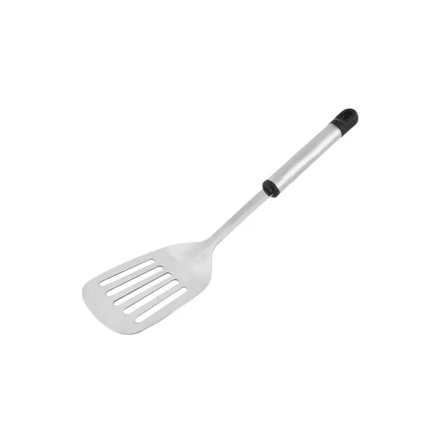 Unique Bargains Kitchen Cooking Non-stick Slotted Pancake Spatulas Turners Black Silver Tone 1 Pc