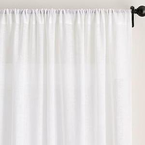 Belgian Flax Linen Poletop Sheer Drape, 50 x 96", White