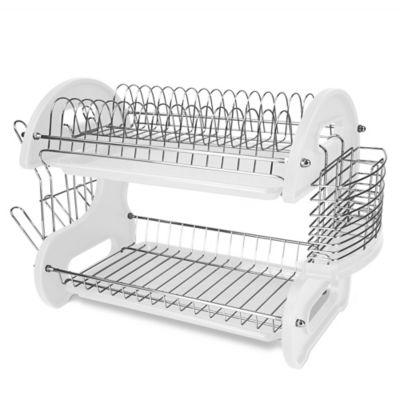 Home Basics 2-Tier Dish Drainer in White