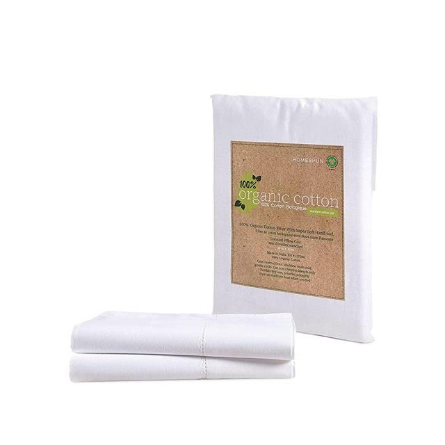 100% Organic Cotton Pillowcases - Standard Size, Ultra Soft and Crisp, Cool Percale Weave, Breathable, Sleeping Pillow Covers, Set of 2 - White