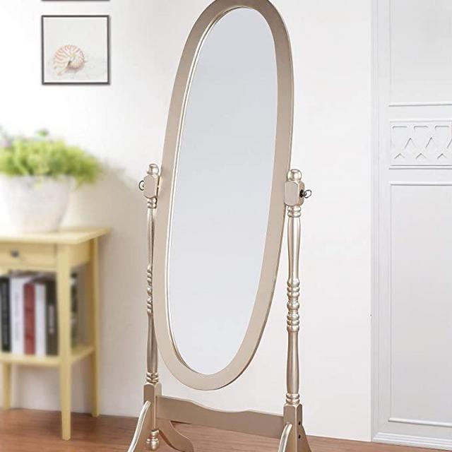 Roundhill Furniture Queen Anna Style Floor Cheval Mirror, Gold