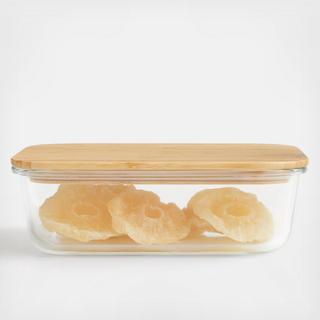 Rectangular Glass Storage Container with Bamboo Lid
