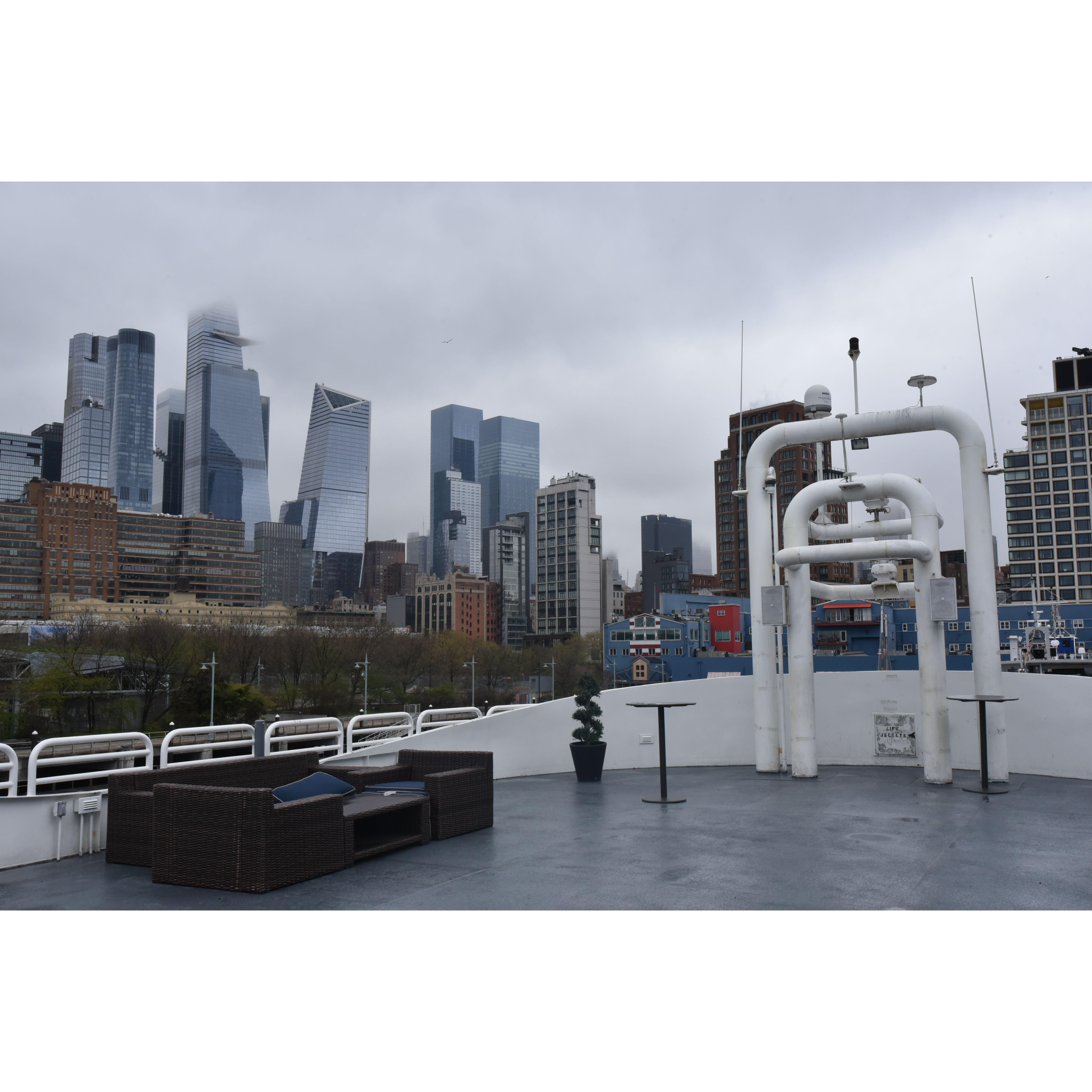 View of Hudson Yards development from the Atlantica's top deck