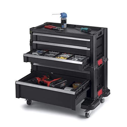 Keter Modular Locking and Rolling Tool Chest with Wheels and Drawers with 16 Removable Bins and Dividers for Customization