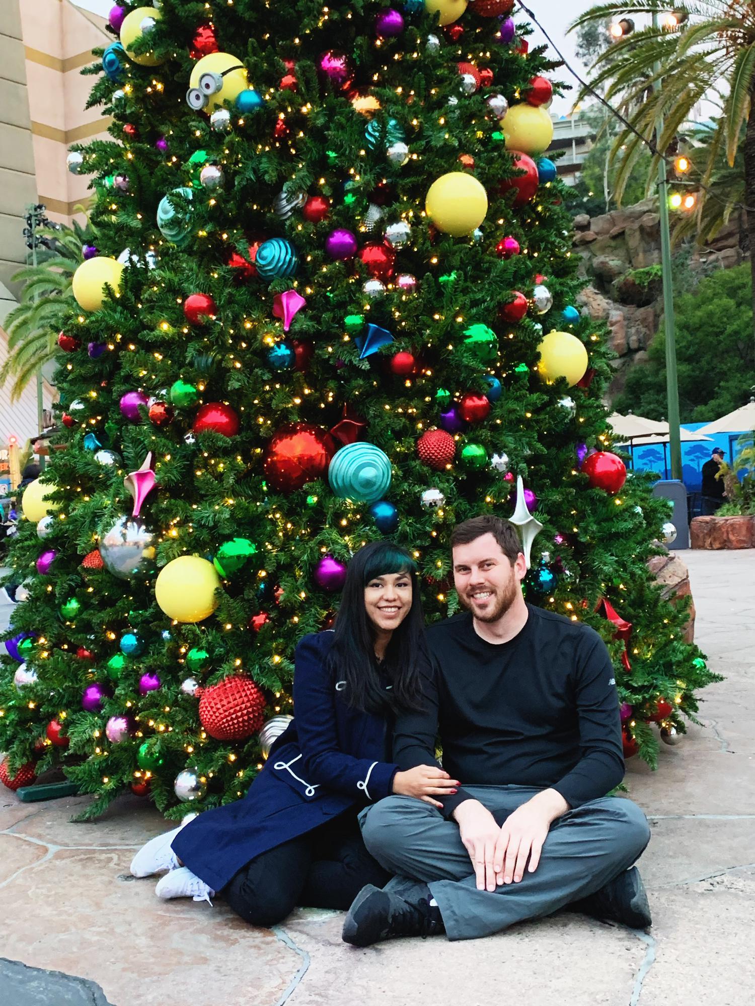 posed Christmas photo at Universal Studios, 2018