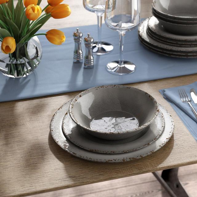 Crackle 12 Piece Melamine Dinnerware Set, Service for 4