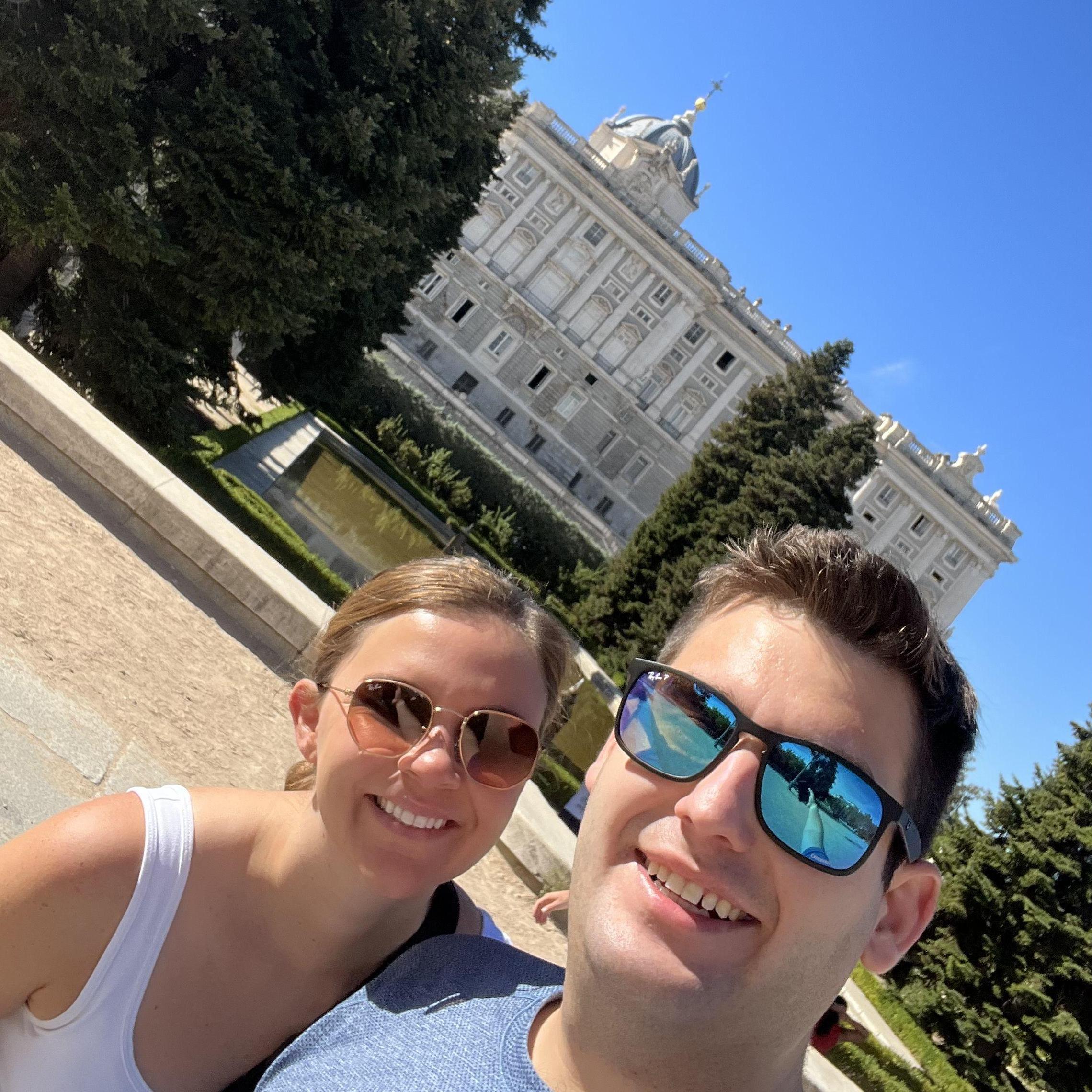 We took a trip to Madrid, Valencia, and Barcelona, Spain, in September 2022. It was an incredible trip! This is us visiting the Royal Palace of Madrid.