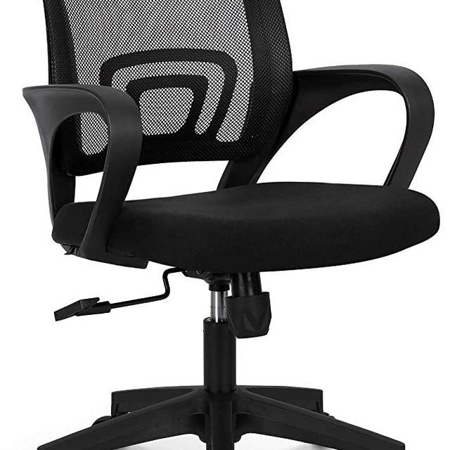 NEO CHAIR Office Chair Computer Desk Chair Gaming - Ergonomic Mid Back Cushion Lumbar Support with Wheels Comfortable Blue Mesh Racing Seat Adjustable Swivel Rolling Home Executive (Black)