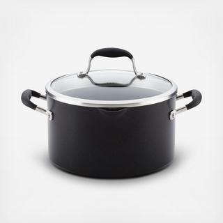Advanced Onyx Nonstick Covered Stockpot with Locking Straining Lid