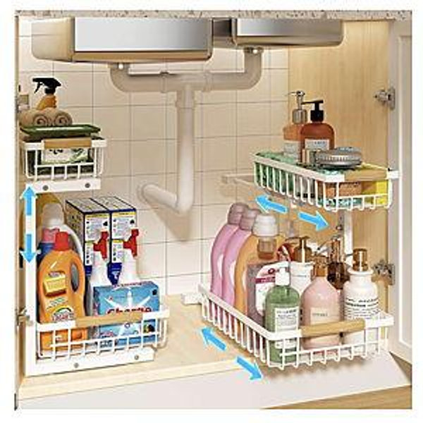 REALINN Under Sink Organizer - 2 Pack (White)