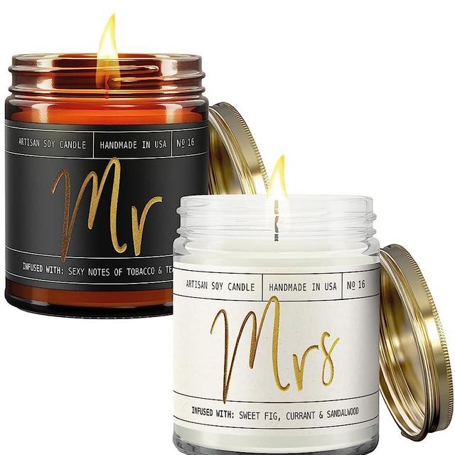 Wedding Gifts for Couples 2023 - Mr and Mrs Candle Set of 2, 100 Hr Burn I His and Hers Anniversary Gift for Couple I Newlywed Wedding Registry Ideas for Bride & Groom I Bridal Shower Gifts I USA Made