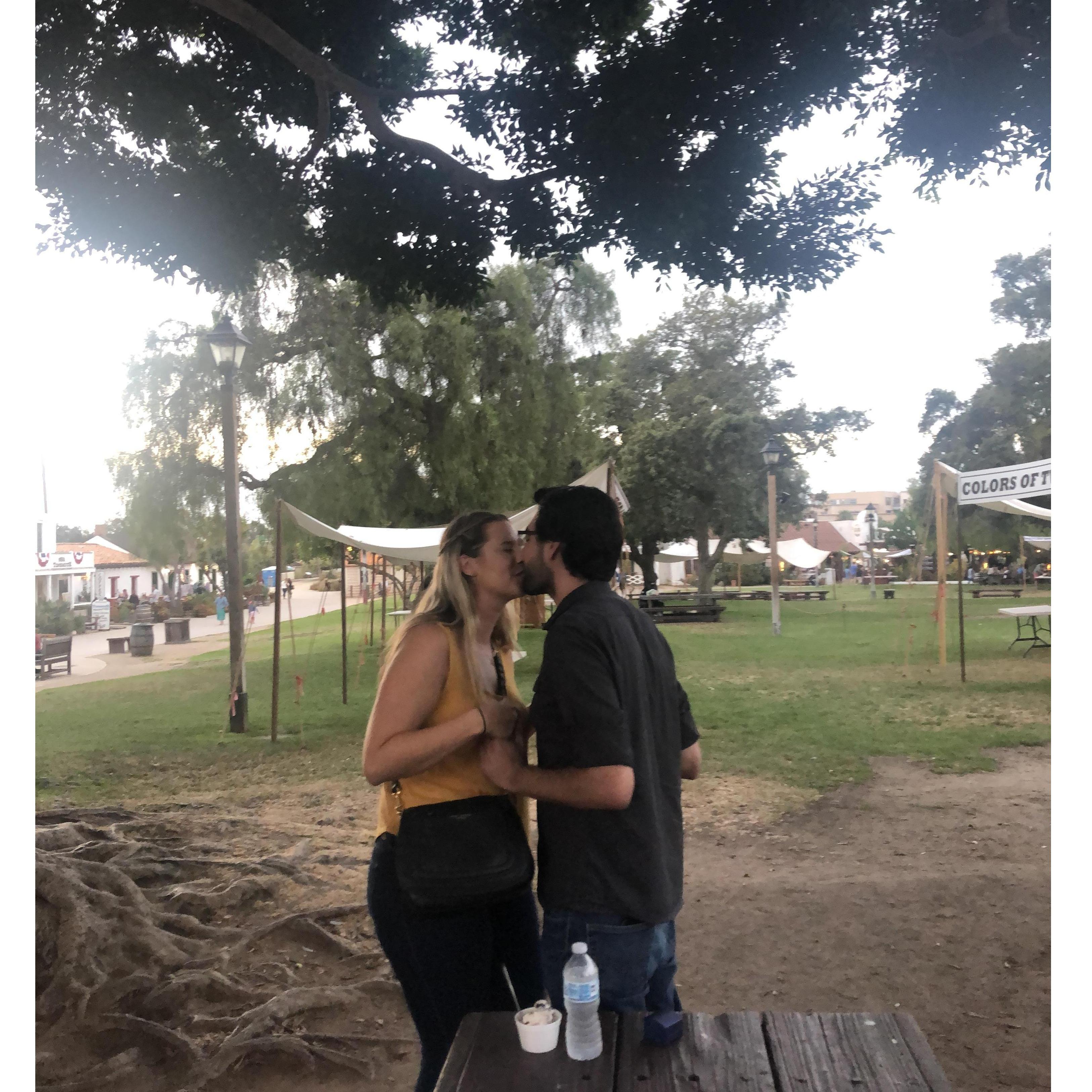 First kiss and photo as an engaged couple :)