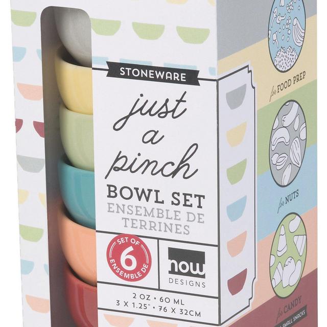 Now Designs Pinch Bowls (Set of 6), Modern Colors