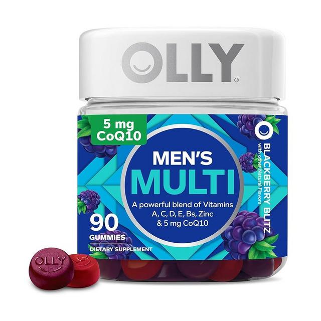 OLLY Men's Multivitamin Gummy, Overall Health and Immune Support, Vitamins A, C, D, E, B, Lycopene, Zinc, Adult Chewable Vitamin, Blackberry, 45 Day Supply - 90 Count