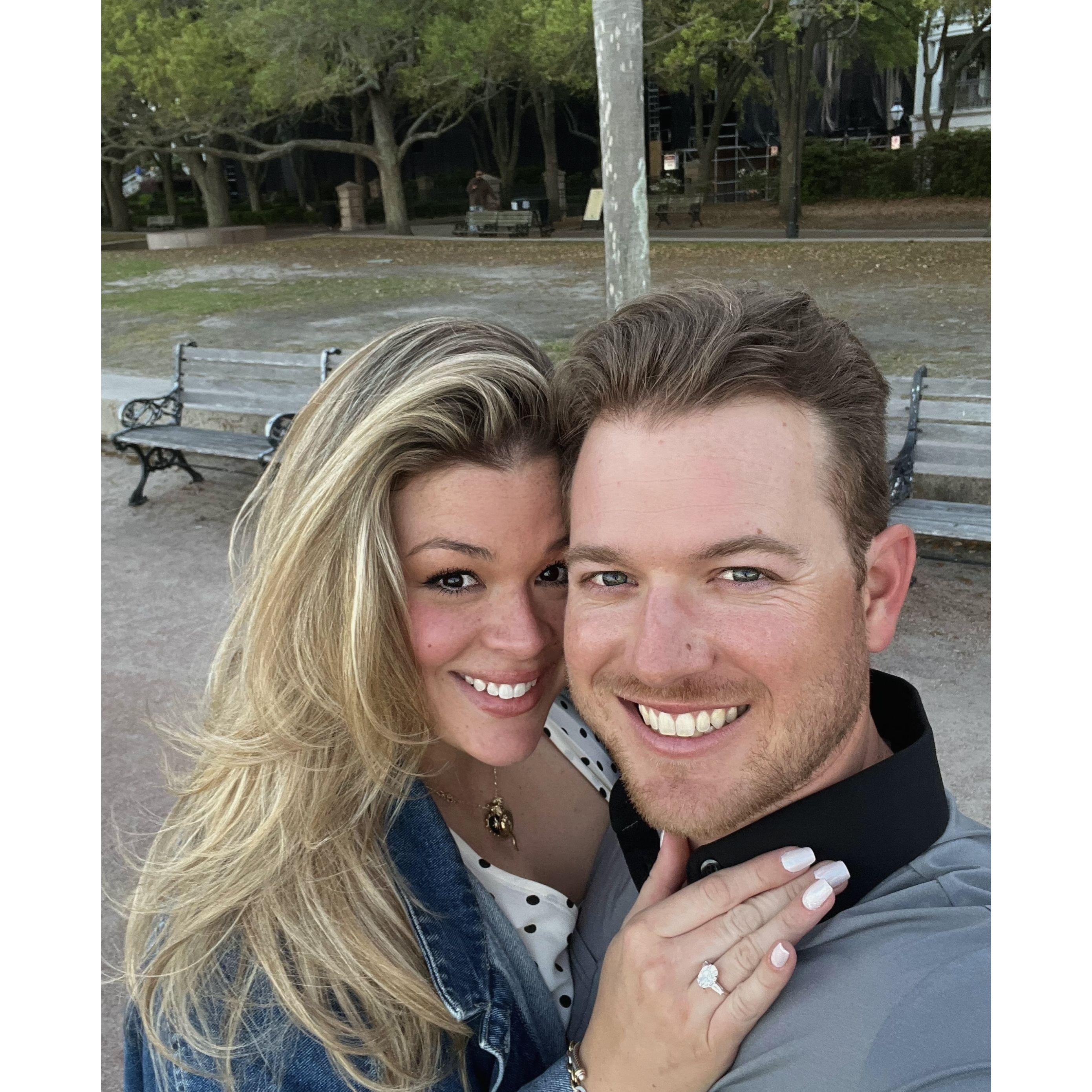 The photo we took after getting engaged in Charleston to send to our families!