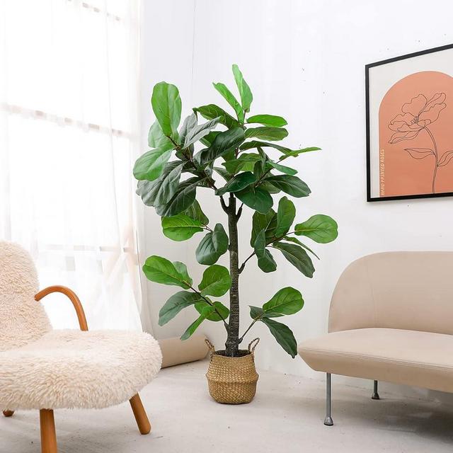 LUWENER 6ft Artificial Plant Fiddle Leaf Fig Tree,Faux Ficus Lyrata in Pot,Ficus Fake Plant Artificial Trees for Office Indoor Outdoor Garden Living Room Home Decor(1PCS)