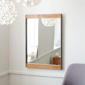 Industrial Metal + Wood Wall Mirror