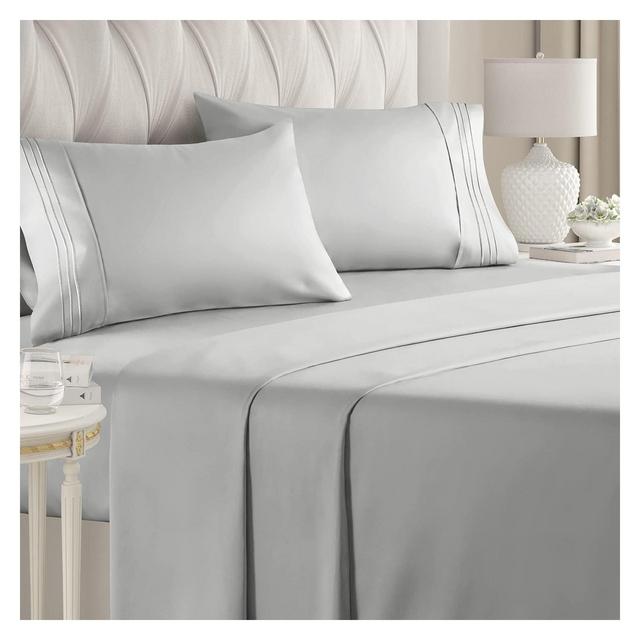 CGK Linens 4 Piece Deep Pocket Microfiber Sheet Set in French Grey, Size King
