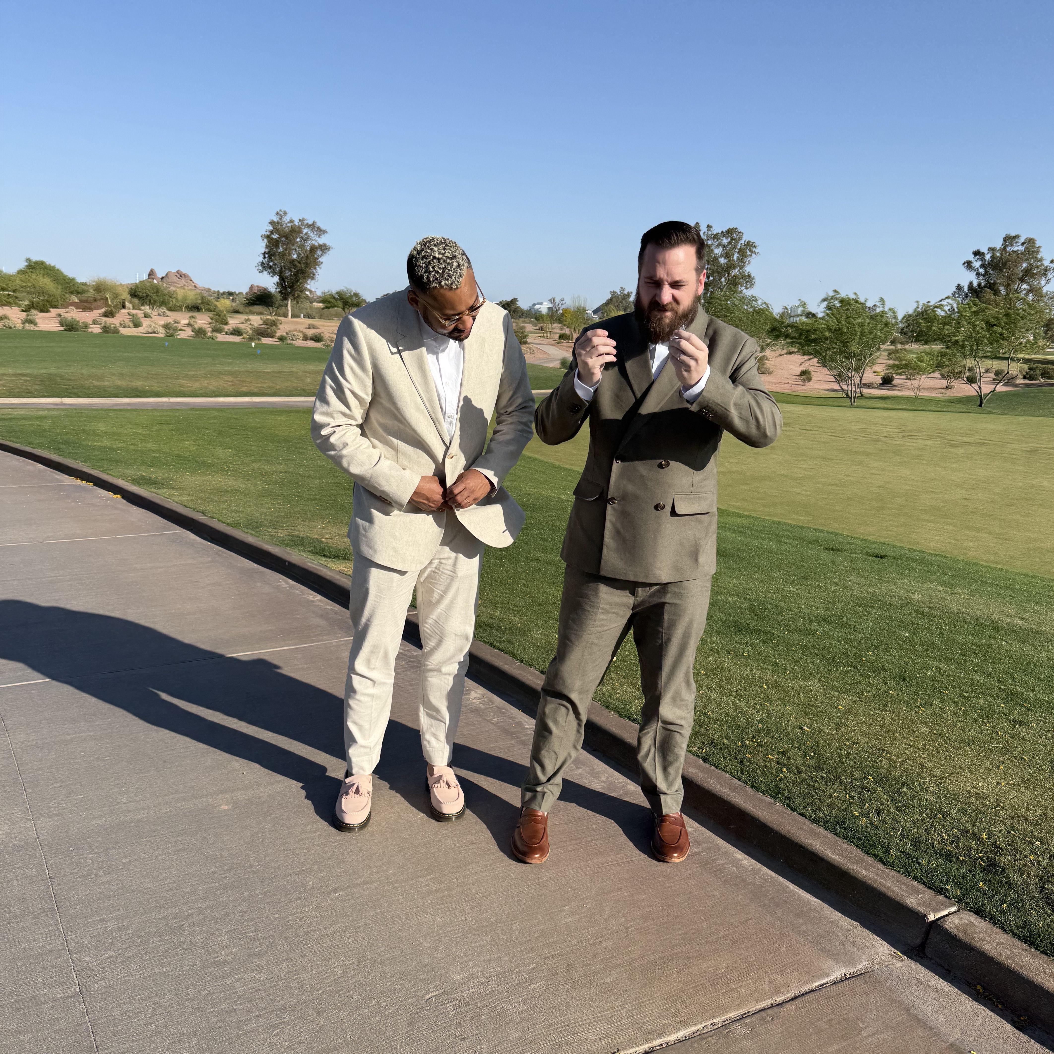 April 2025: Experiencing one of the 300+ sunny days in Arizona at Shawn's cousin's wedding, just happy to be alive from skydiving the day prior.