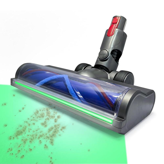 Vacuum Head Hardwood Floor Attachment for Dyson V7 V8 V10 V11 V15 G5 V8 slim Vacuum Cleaner, Replacement Cleaner Head Full-Area LED Green Light, Quick-Release Design Hard Floors Short Pile Carpets