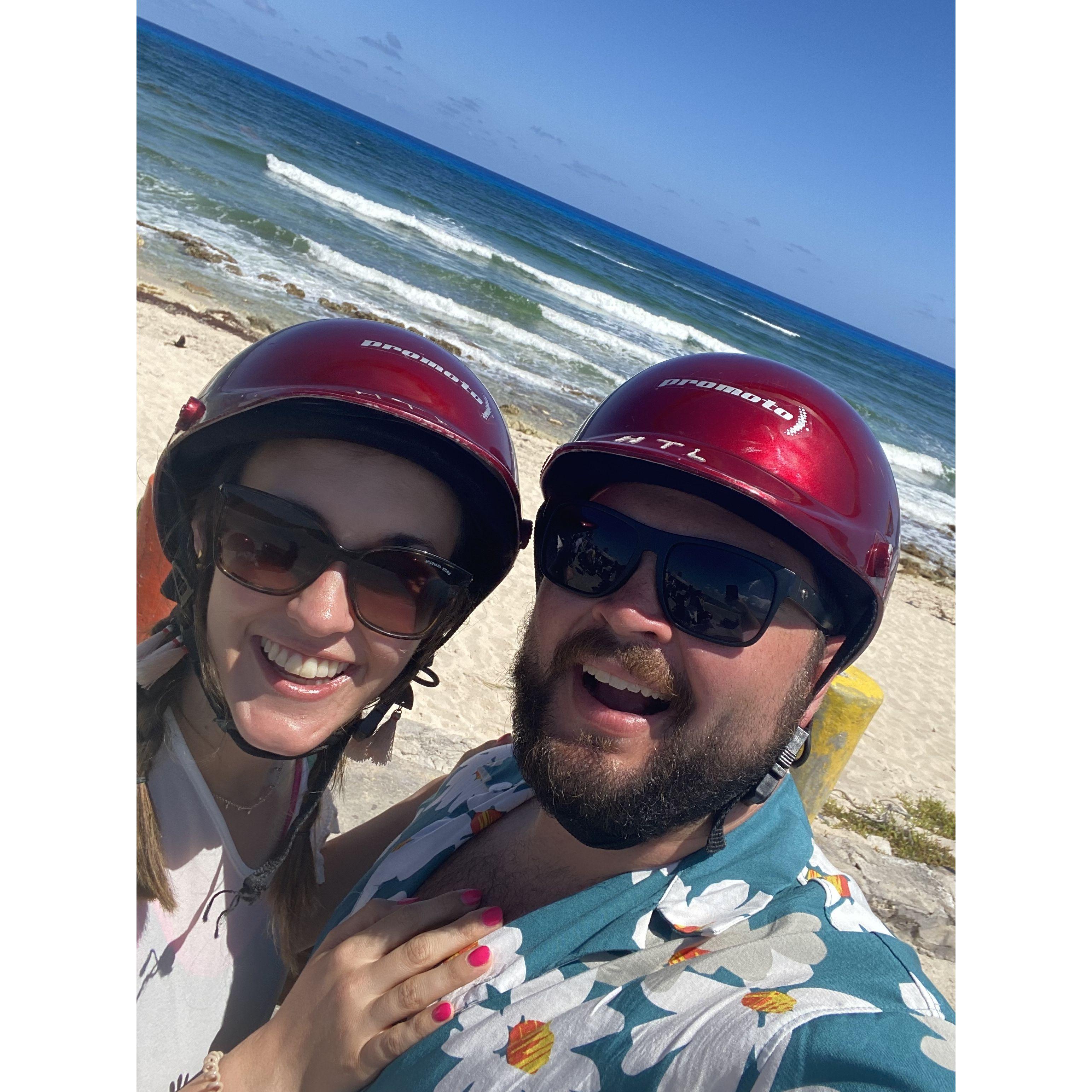 An adventurous scooter ride in Cozumel.