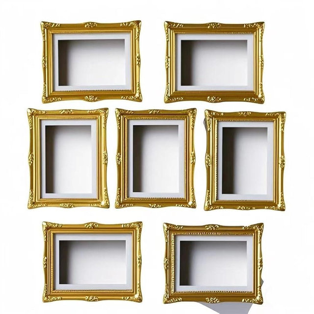 Small Fridge Refrigerator Magnets Picture Frames, Vintage Style Open the Back Cover and Directly Insert For Photos, Paintings, DIY Specimens, Etc. It Can Placed On the Table,Stuck on Fridge (golden)